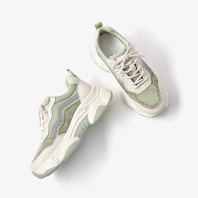 Sneakers Women Mesh Cow Leather Mixed Colors Lace Up Closure Thick Sole Ladies Casual Shoes Handmade 29359